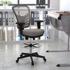 Chaise de bureau ergonomique mi-dossier en maille réglable pour dessinateur, chaise de travail