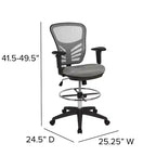 Chaise de bureau ergonomique mi-dossier en maille réglable pour dessinateur, chaise de travail