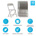 Chaises pliantes empilables en plastique – Capacité de charge de 295 kg