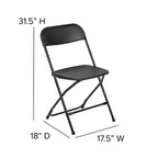 Chaises pliantes empilables en plastique – Capacité de charge de 295 kg