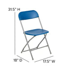 Chaises pliantes empilables en plastique – Capacité de charge de 295 kg