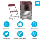 Chaises pliantes empilables en plastique – Capacité de charge de 295 kg