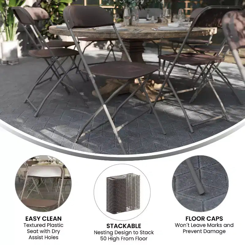 Chaises pliantes empilables en plastique – Capacité de charge de 295 kg