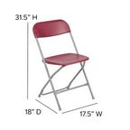 Chaises pliantes empilables en plastique – Capacité de charge de 295 kg