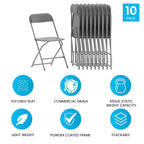 Chaises pliantes empilables en plastique – Capacité de charge de 295 kg