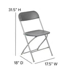 Chaises pliantes empilables en plastique – Capacité de charge de 295 kg