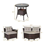 Costway Salon de Jardin 4 Pièces en Rotin avec Coussins et Table