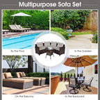 Costway Salon de Jardin 4 Pièces en Rotin avec Coussins et Table