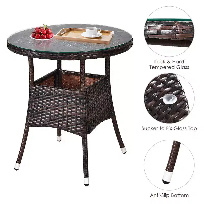 Costway Salon de Jardin 4 Pièces en Rotin avec Coussins et Table