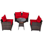Costway Ensemble de Meubles de Jardin 4 pièces en Rotin Canapé Table Coussins Turquoise\Noir\Bleu marine\Rouge