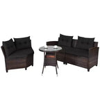 Costway Ensemble de Meubles de Jardin 4 pièces en Rotin Canapé Table Coussins Turquoise\Noir\Bleu marine\Rouge