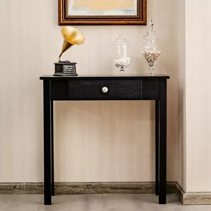 Console Table with Drawer Entryway Hallway Accent Wooden Table Black