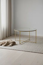 Merrick Lane Coffee Table with Round Cross Brace Frame