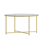 Table basse avec piètement rond en croisillon