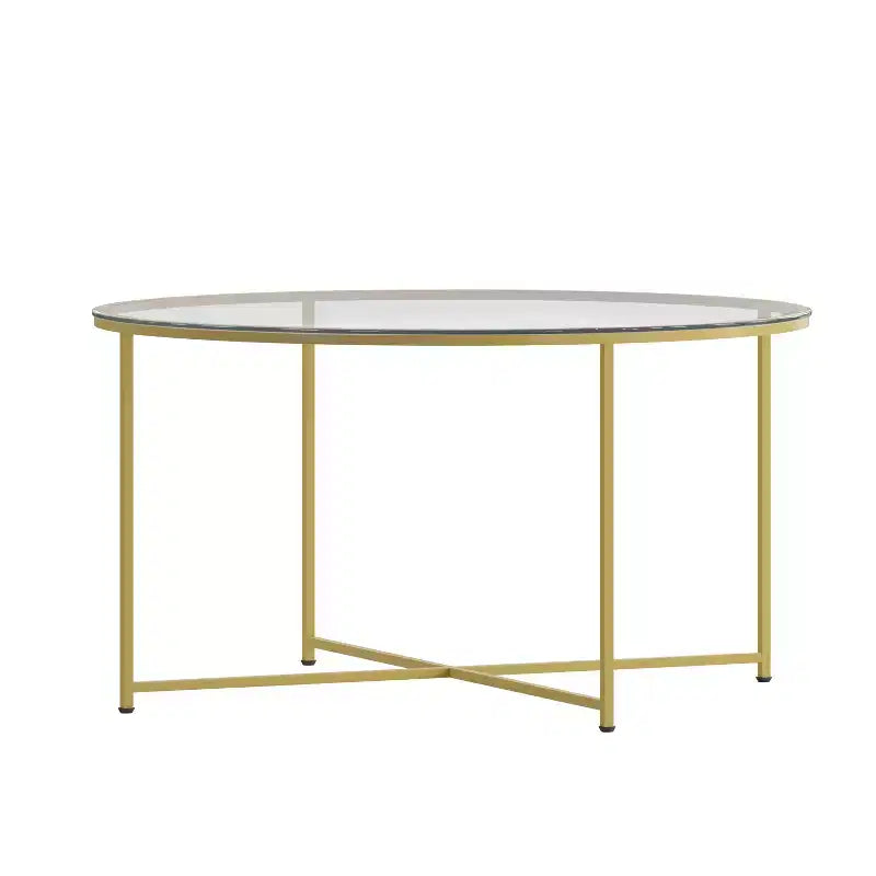Coffee Table with Round Cross Brace Frame