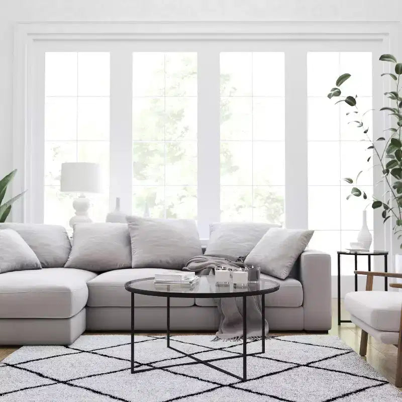 Coffee Table with Round Cross Brace Frame