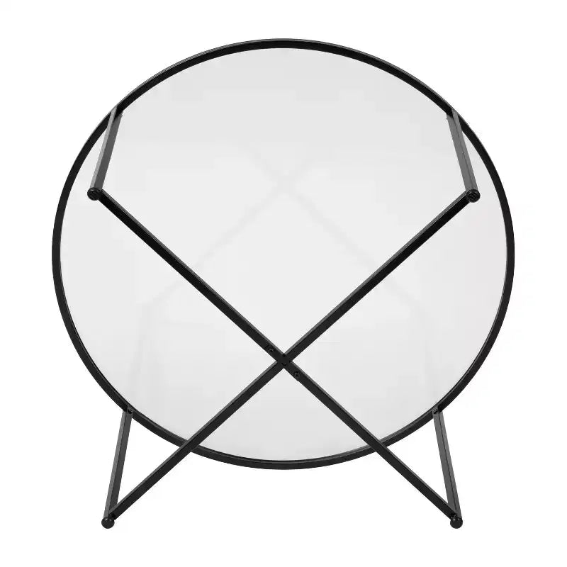 Coffee Table with Round Cross Brace Frame