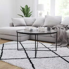 Table basse avec piètement rond en croisillon