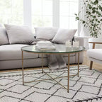 Table basse avec piètement rond en croisillon