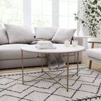 Table basse avec piètement rond en croisillon