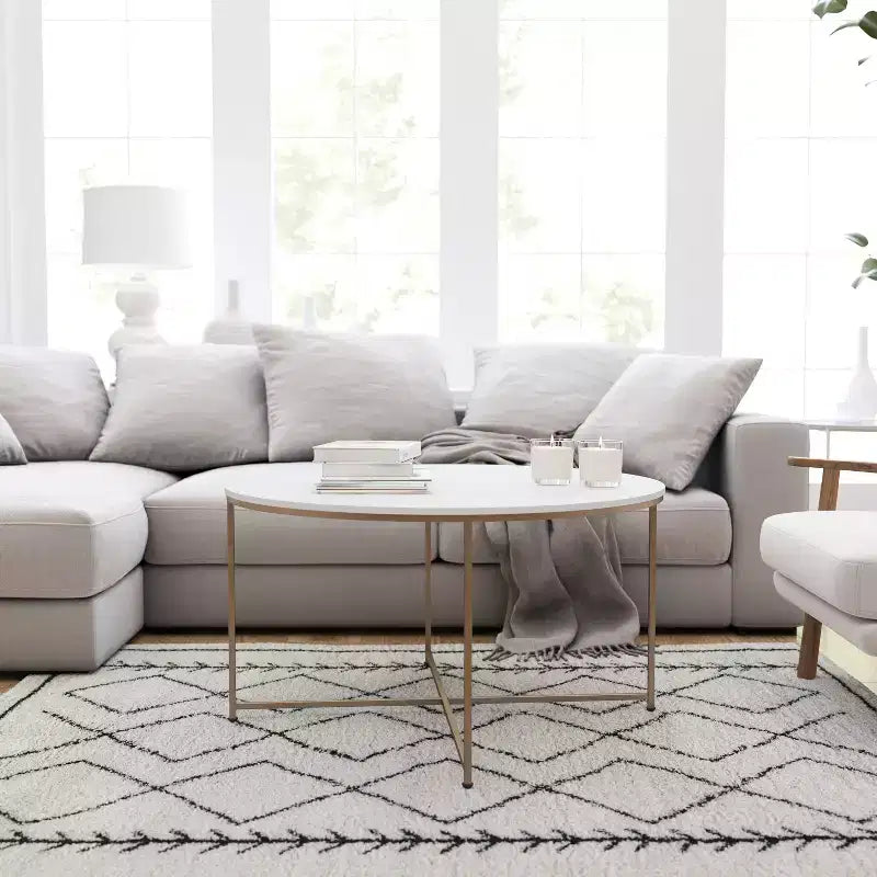 Coffee Table with Round Cross Brace Frame