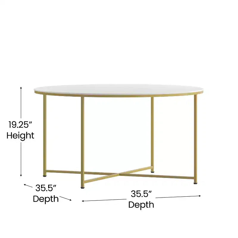 Coffee Table with Round Cross Brace Frame