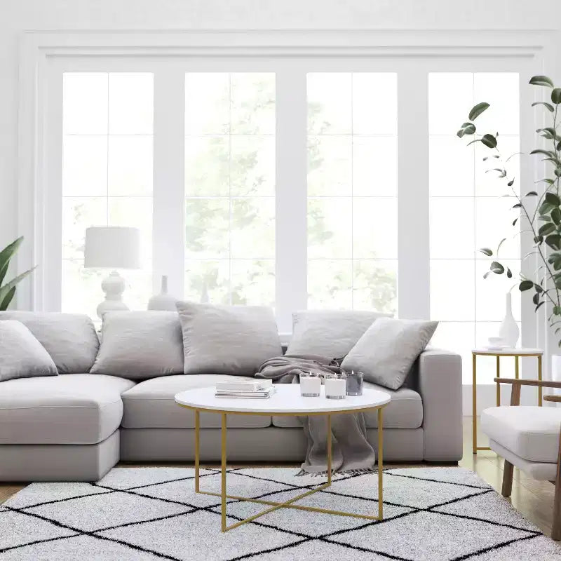 Coffee Table with Round Cross Brace Frame