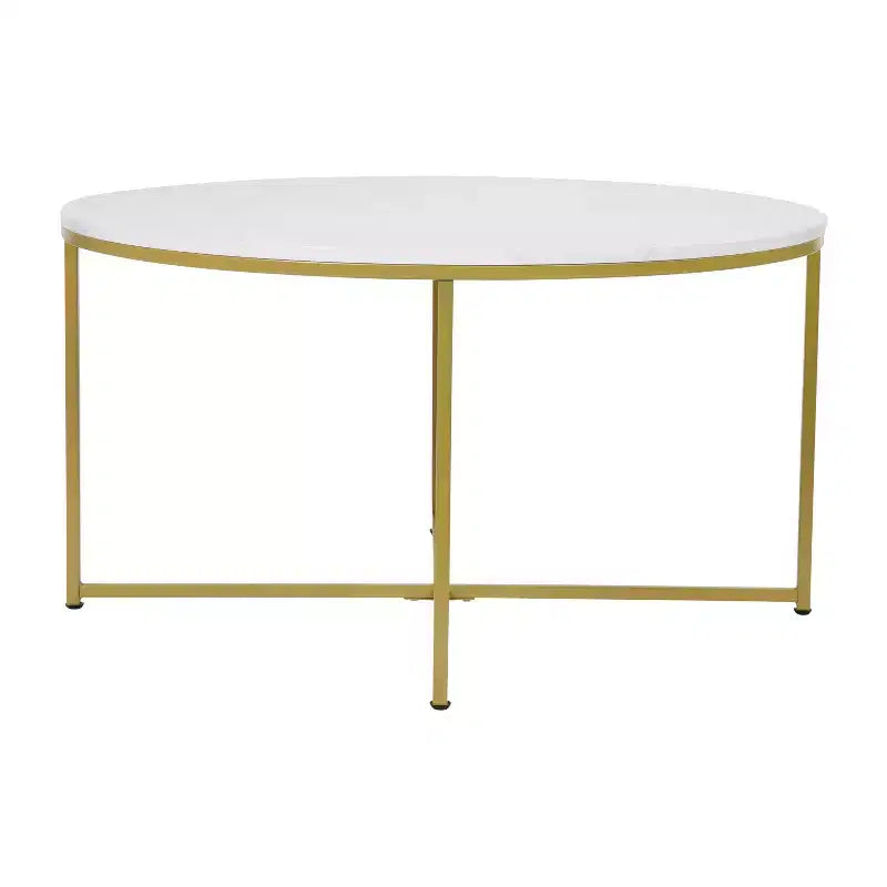 Coffee Table with Round Cross Brace Frame
