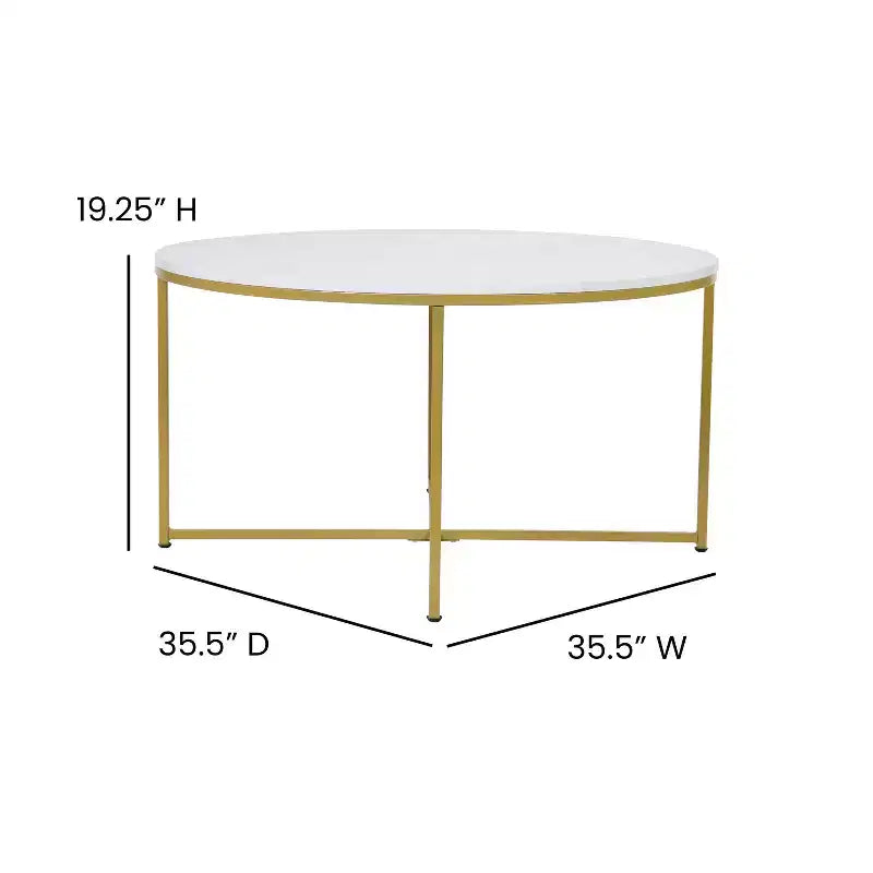 Coffee Table with Round Cross Brace Frame