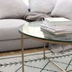 Table basse avec piètement rond en croisillon