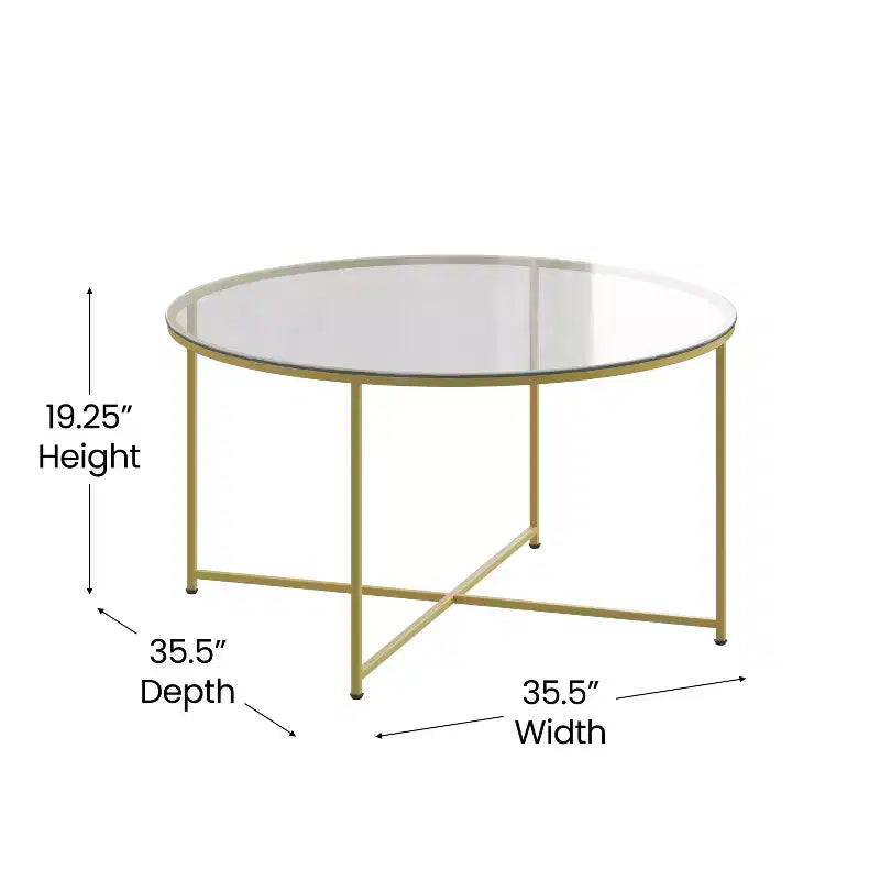 Coffee Table with Round Cross Brace Frame
