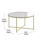 Table basse avec piètement rond en croisillon