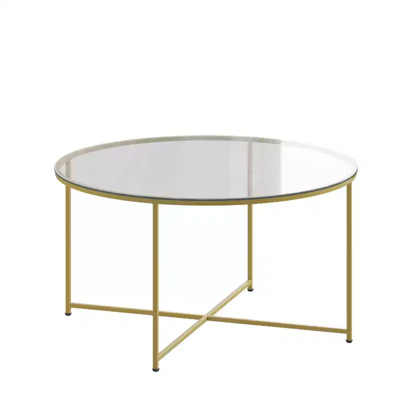 Coffee Table with Round Cross Brace Frame