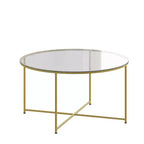 Table basse avec piètement rond en croisillon