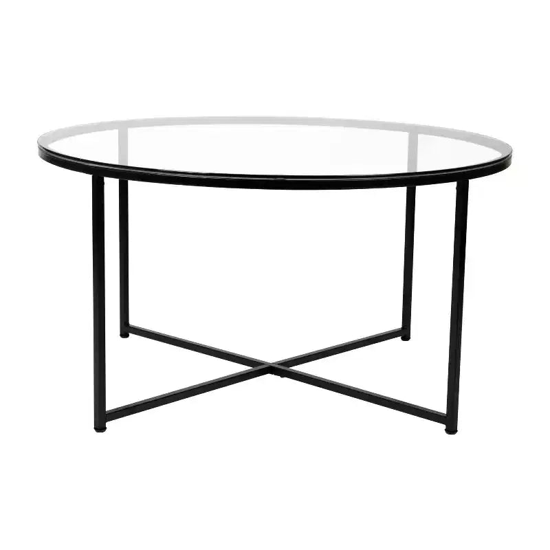 Coffee Table with Round Cross Brace Frame