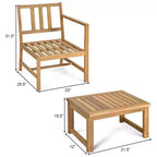 Costway Ensemble Table et Chaises de Jardin 3 en 1 en Bois Massif