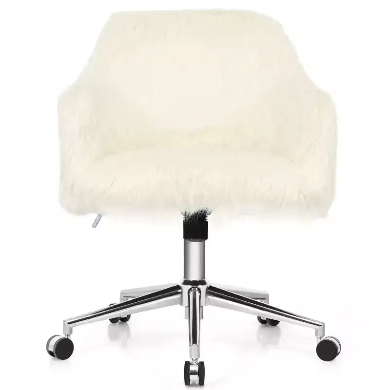 Chaise de bureau pivotante synthétique, Chaise de travail réglable, Chaise de vanité moelleuse