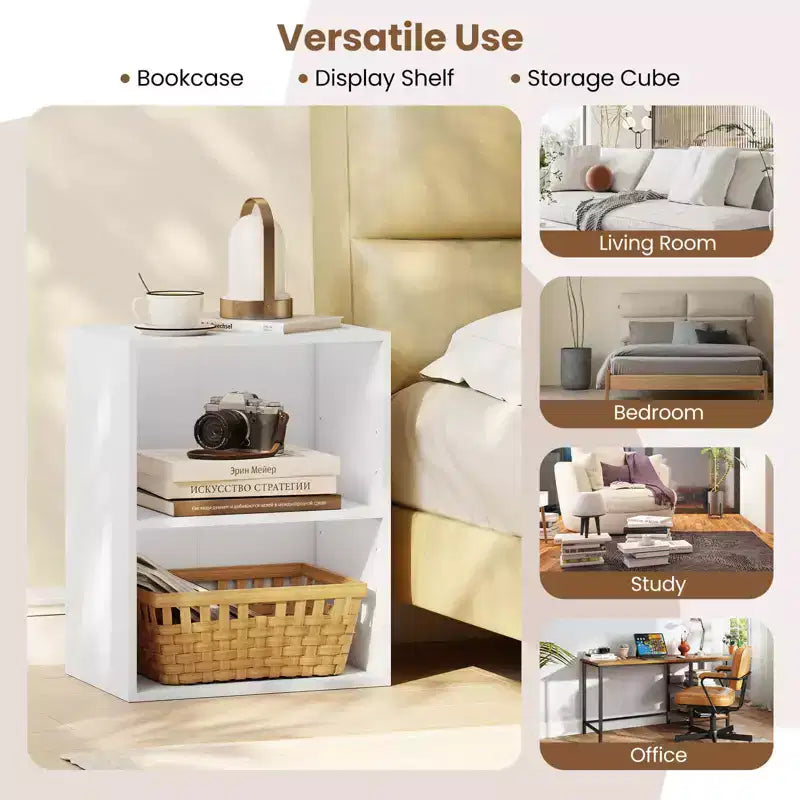 Étagère 2 cubes avec tablette réglable, autoportante, 2 niveaux ouverts, moderne