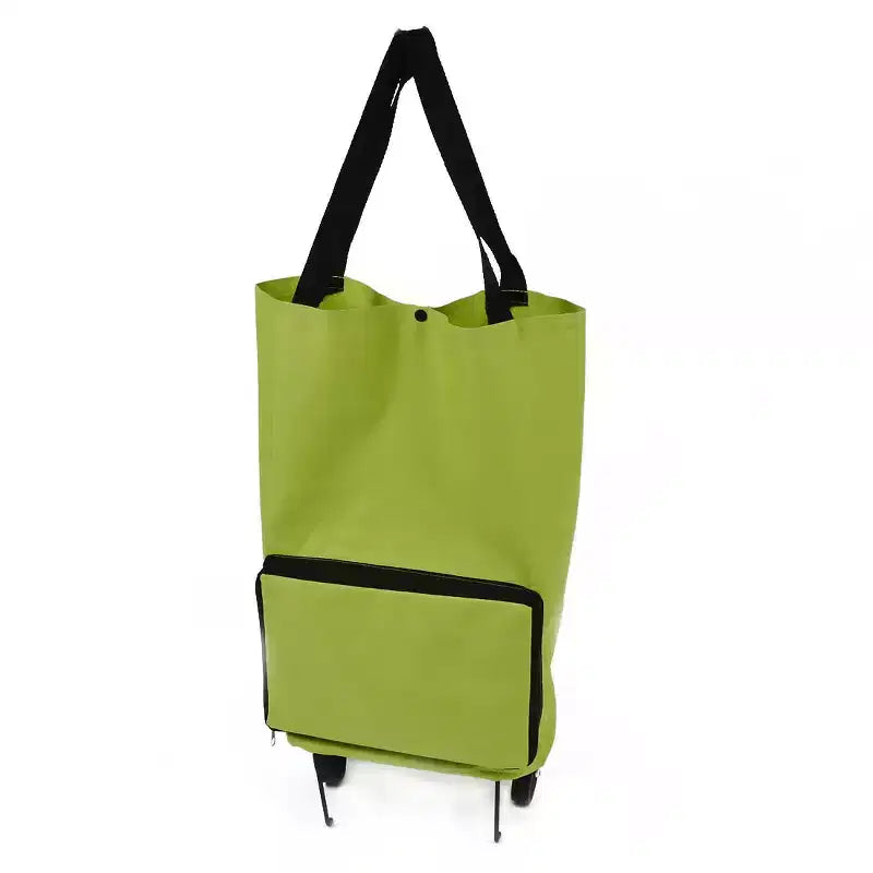 Chariot à roulettes pliable et portatif pour courses, en polyester et plastique, 11x7,1x22,8 vert, 1 pièce
