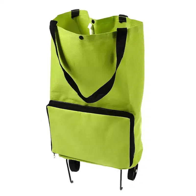 Chariot à roulettes pliable et portatif pour courses, en polyester et plastique, 11x7,1x22,8 vert, 1 pièce