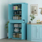 Grand garde-manger de cuisine, armoire sur pied avec portes et tiroir, étagères réglables