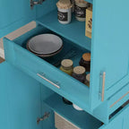 Grand garde-manger de cuisine, armoire sur pied avec portes et tiroir, étagères réglables
