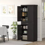 Grand garde-manger de cuisine, armoire sur pied avec portes et tiroir, étagères réglables