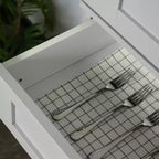Grand garde-manger de cuisine, armoire sur pied avec portes et tiroir, étagères réglables