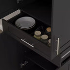 Grand garde-manger de cuisine, armoire sur pied avec portes et tiroir, étagères réglables