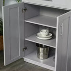 Grand garde-manger de cuisine, armoire sur pied avec portes et tiroir, étagères réglables