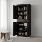 HOMCOM Tall Kitchen Pantry Freestanding Cabinet Cupboard with Doors and Drawer, Adjustable Shelving