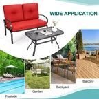 Costway Ensemble mobilier de jardin 2 pièces Banc de canapé avec table basse et coussins