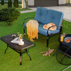 Costway Ensemble mobilier de jardin 2 pièces Banc de canapé avec table basse et coussins