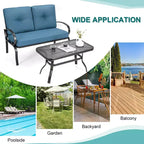 Costway Ensemble mobilier de jardin 2 pièces Banc de canapé avec table basse et coussins